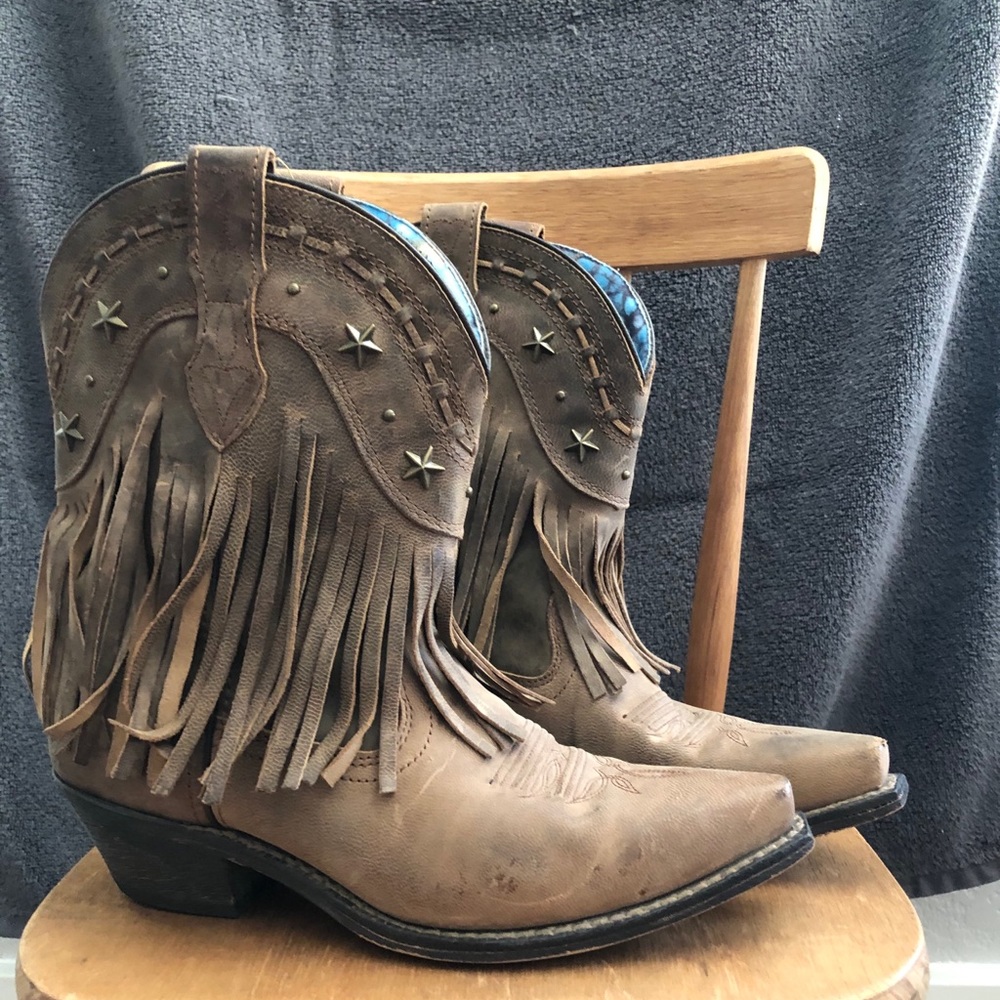 Fringe cowboy boots